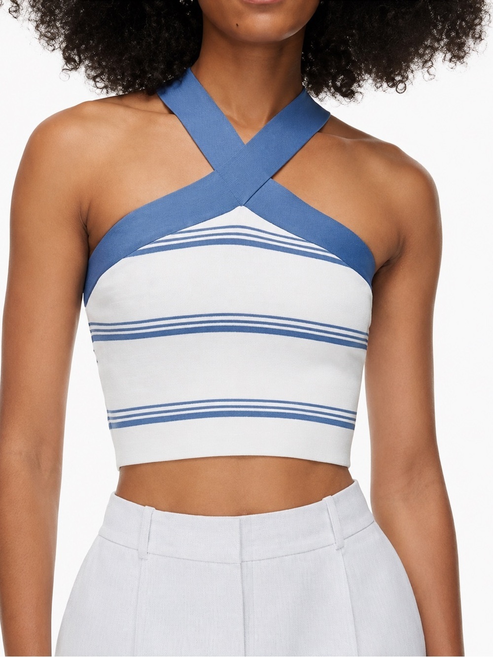 Aritzia Babaton Sculpt Knit Criss Cross Cropped Tank SZ SM